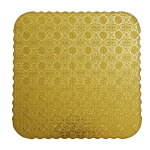O'Creme Gold Corrugated Scalloped Square Cake Board, 16", Pack of 10