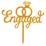 O'Creme Gold 'Engaged' Cake Topper