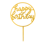 O'Creme Gold 'Happy Birthday' in Circle Cake Topper
