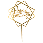 O'Creme Gold 'Happy Birthday' in Squares Cake Topper