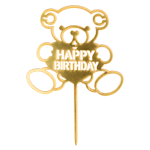 O'Creme Gold 'Happy Birthday' in Teddy Bear Cake Topper