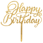 O'Creme Gold 'Happy Birthday' with Stars Cake Topper