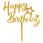 O'Creme Gold 'Happy Birthday' with Stars Cake Topper