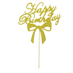O'Creme Gold Paper 'Happy Birthday' Cake Topper