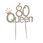 O'Creme Gold Rhinestone '80 Queen' Cake Topper