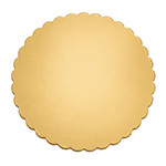 O'Creme Gold Round Scalloped Dessert Boards, 5 Diameter - Pack of 25