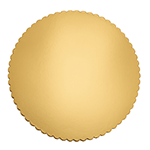 O'Creme Gold Scalloped Round Cake Boards, 10" Diameter - Pack of 25