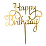 O'Creme Gold Script 'Happy Birthday' Cake Topper