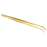 O'Creme Gold Stainless Steel Curved Tip Tweezers, 10" 