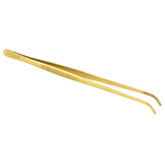 O'Creme Gold Stainless Steel Curved Tip Tweezers, 10