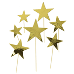 O'Creme Gold Star Cake Toppers, Pack of 7