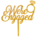 O'Creme Gold 'We're Engaged' Cake Topper