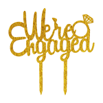 O'Creme Gold 'We're Engaged' Cake Topper