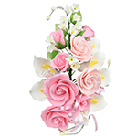 O'Creme Gumpaste  Rose & Calla Lilies Spray, 7" x 12" - 1 piece