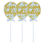 O'Creme 'Happy Birthday' Balloon Cake Toppers, Pack of 3