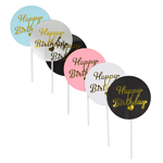 O'Creme 'Happy Birthday' Circle Cake Toppers, Pack of 18