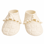 O'Creme Ivory Ruffled Gumpaste Booties, 3.5