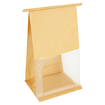 O'Creme Kraft Bread Bag with Window, 11 x 5 x 4 - Pack of 50