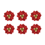 O'Creme Mini Red Poinsettia Gumpaste Flowers - Set of 6