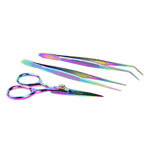 O'Creme Oil Slick Stainless Steel Tweezers & Scissors, Set of 3 