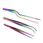 O'Creme Oil Slick Stainless Steel Tweezers, Set of 3