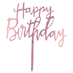 O'Creme Pink Script 'Happy Birthday' Cake Topper