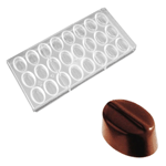 O'Creme Polycarbonate Chocolate Mold Ridged Oval, 24 Cavities