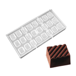 O'Creme Polycarbonate Chocolate Mold Ridged Rectangle, 24 Cavities