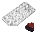 O'Creme Polycarbonate Chocolate Mold Stamped Heart, 21 Cavities