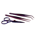 O'Creme Purple Stainless Steel Tweezers & Scissors, Set of 3 