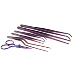 O'Creme Purple Stainless Steel Tweezers & Scissors, Set of 6 