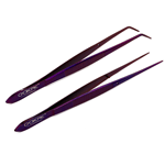 O'Creme Purple Stainless Steel Tweezers, Set of 2
