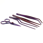 O'Creme Purple Stainless Steel Tweezers, Set of 4 