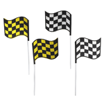 O'Creme Racing Car Flag Cake Toppers, Pack of 4