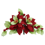 O'Creme Red and Green Poinsettia Spray Gumpaste Flower