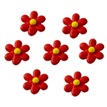 O'Creme Red Six Petal Royal Icing Flowers, Set of 25