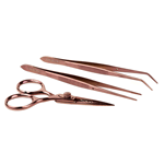 O'Creme Rose Gold Stainless Steel Tweezers & Scissors, Set of 3 