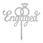 O'Creme Silver 'Engaged' Cake Topper