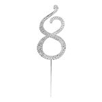 O'Creme Silver Rhinestone 'Number Eight' Cake Topper