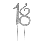 O'Creme Silver Rhinestone 'Number Eighteen' Cake Topper