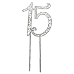 O'Creme Silver Rhinestone 'Number Fifteen' Cake Topper