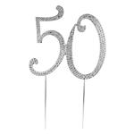 O'Creme Silver Rhinestone 'Number Fifty' Cake Topper