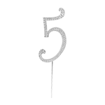 O'Creme Silver Rhinestone 'Number Five' Cake Topper