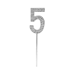 O'Creme Silver Rhinestone 'Number Five' Cupcake Topper