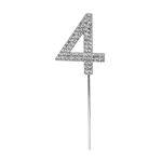 O'Creme Silver Rhinestone 'Number Four' Cupcake Topper