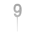 O'Creme Silver Rhinestone 'Number Nine' Cupcake Topper