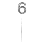 O'Creme Silver Rhinestone 'Number Six' Cake Topper