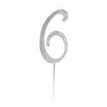 O'Creme Silver Rhinestone 'Number Six' Cake Topper