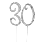 O'Creme Silver Rhinestone 'Number Thirty' Cake Topper