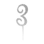 O'Creme Silver Rhinestone 'Number Three' Cake Topper